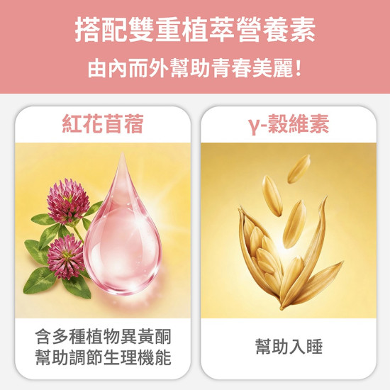 【大豆異黃酮+紅花苜蓿】熟齡女性調理ｘ營養補給